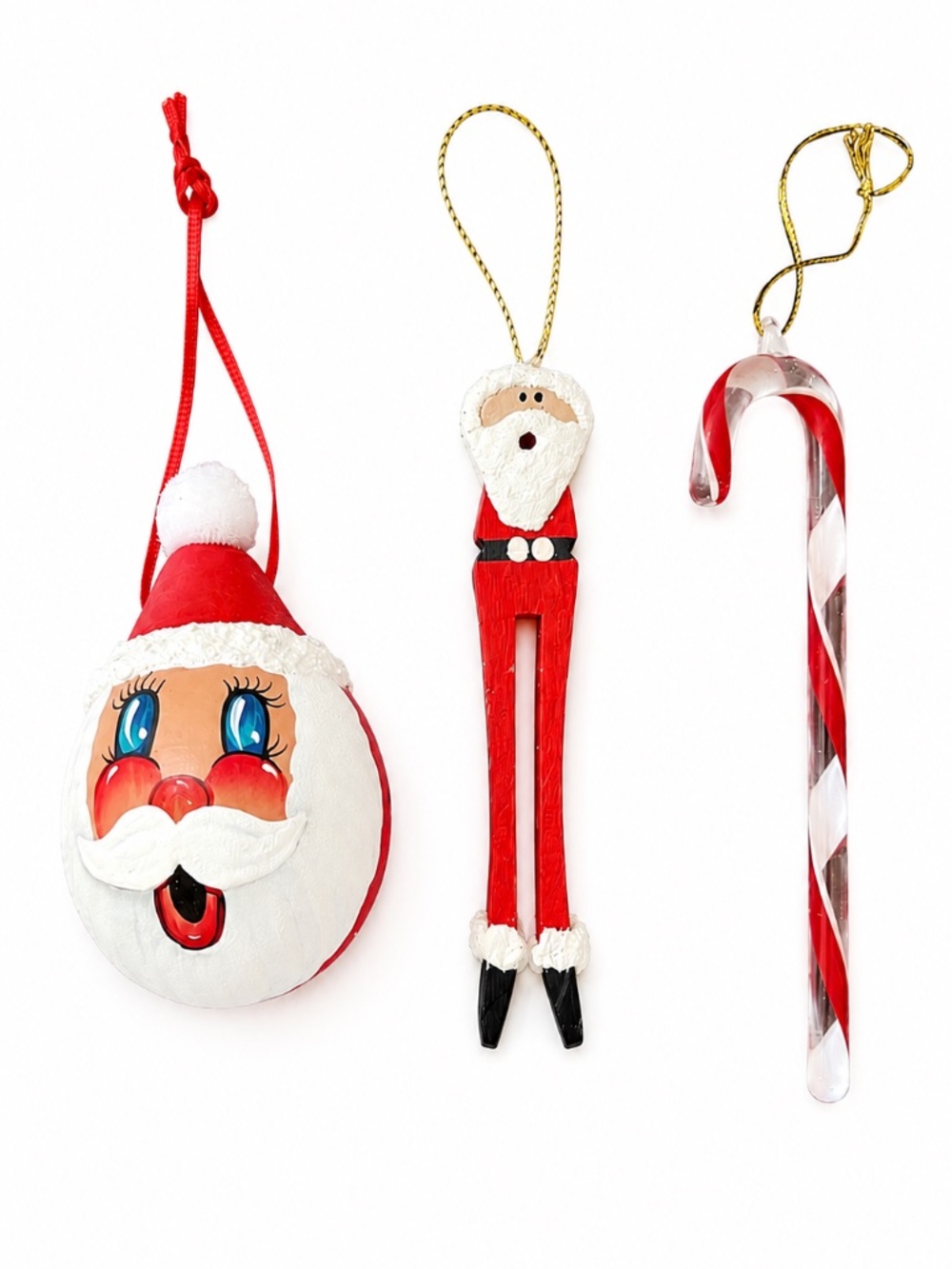 Christmas Ornaments Set of 3 pcs Wood Santa Claus